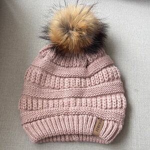 Pink Knit Pom-Pom Toque
